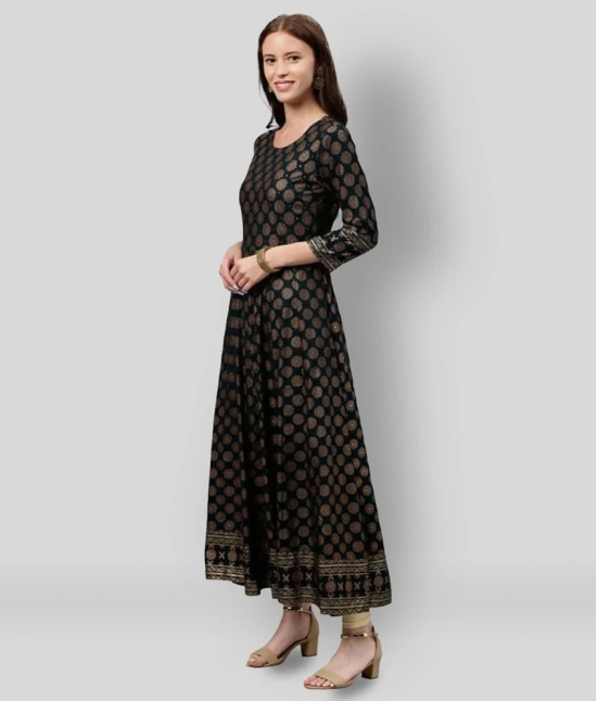 KIPEK - Black Rayon Womens Anarkali Kurti ( Pack of 1 ) - XXL