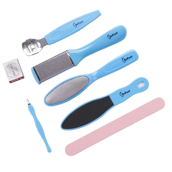 Dr Foot Pedicure Tools - 8 in 1 Kit: Foot Scrubber, Callus Remover, Foot File, Nail Repair - 1 Set-Dr Foot Pedicure Tools - 8 in 1 Kit | Foot Scrubber, Callus Remover, Foot File, Nail Repair - 1 Set