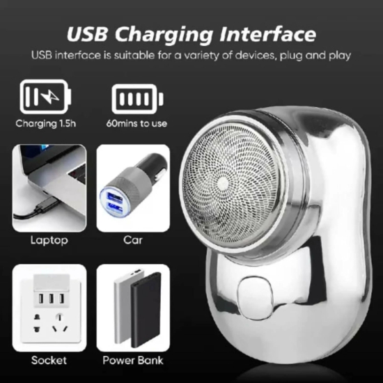 Mini USB Rechargeable Portable Electric Shaver for Men (Pocket Size)-Trimmer / Grey