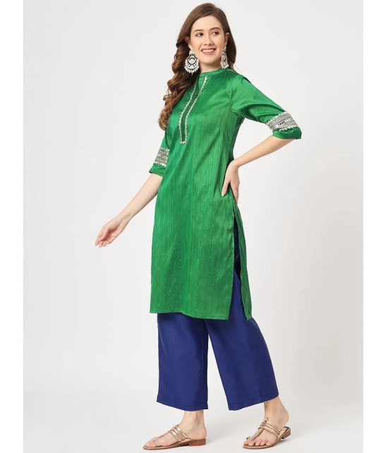 Pannkh Womens Festive Placket Embroidered Kurta With Contrasting Pants - None