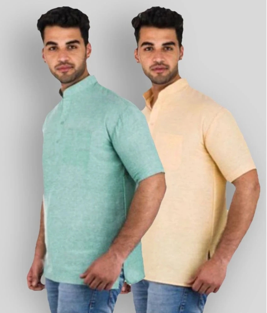 DESHBANDHU DBK - Multicolor Cotton Mens Shirt Style Kurta ( Pack of 2 ) - None