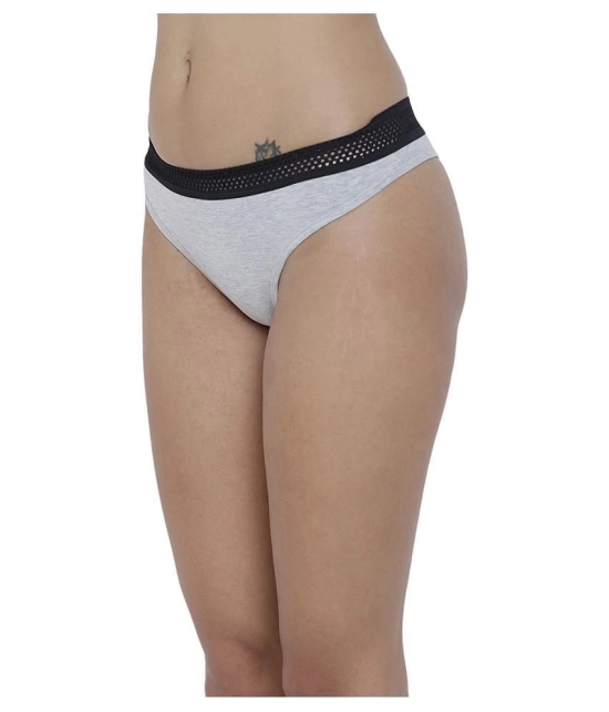 BASIICS By La Intimo Pack of 1 Cotton Womens Thongs ( Grey ) - None