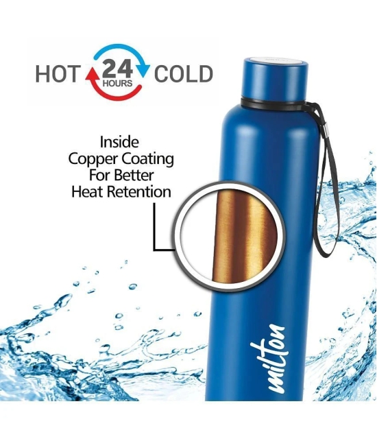 Milton Aura 750 Thermosteel Bottle, 750 ml, Dark Blue | 24 Hours Hot and Cold | Easy to Carry | Rust & Leak Proof | Tea | Coffee | Office| Gym | Home | Kitchen | Hiking | Trekking | Travel B