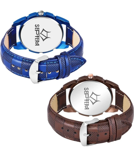 Septem Multicolor Leather Analog Mens Watch