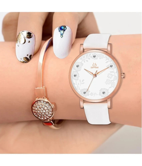 Septem Off White Leather Analog Womens Watch