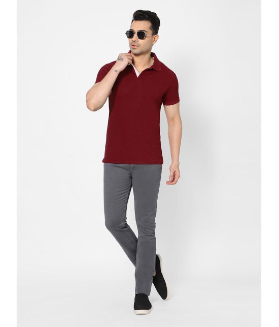 HJ HASASI - Red Cotton Blend Regular Fit Mens Polo T Shirt ( Pack of 1 ) - None