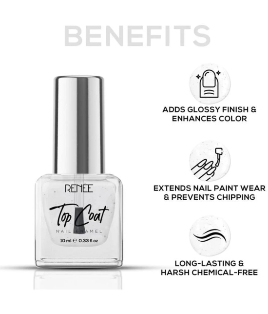 RENEE Top Coat Nail Enamel, Quick Drying, Long Lasting, Chip resisting Formula ,10 Ml