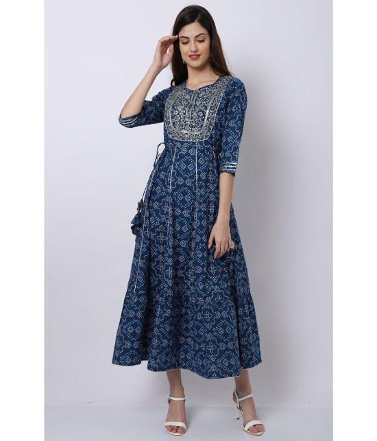 Rajnandini - Blue 100% Cotton Women's Anarkali Kurti ( Pack of 1 ) - None