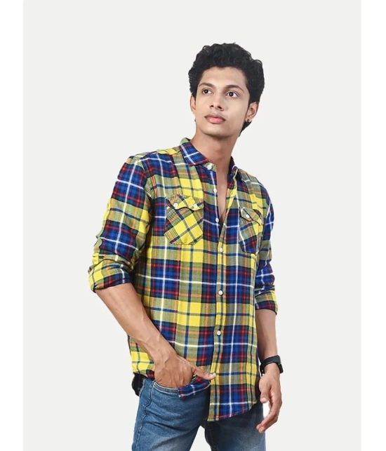 Radprix Cotton Blend Regular Fit Checks Full Sleeves Mens Casual Shirt - Yellow ( Pack of 1 ) - None