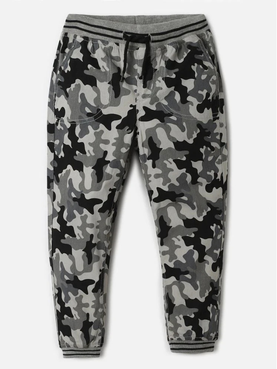 UrbanMark Junior Boys 100% Cotton Light Grey Printed Jogger Fit Trouser With Elasicated Waistband - None