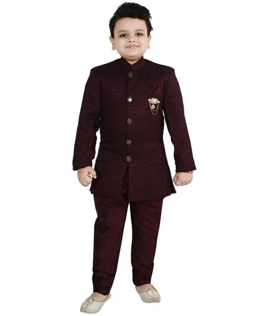 Arshia Fashions Maroon Jacquard Boys Sherwani ( Pack of 1 ) - None