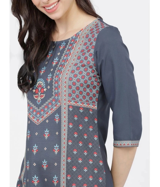 Ketch Polyester Printed Straight Womens Kurti - Grey ( Pack of 1 ) - None