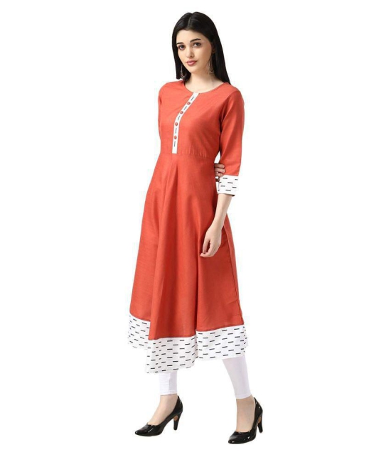 Estela - Orange Cotton Women's Flared Kurti ( Pack of 1 ) - 4XL