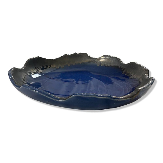 Ceramic Dining Royal Blue Uneven Glazed Ceramic Serving Platter