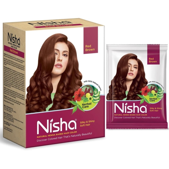 Nisha Henna Based Hair Color Red Brown 90g Pack of 2, Henna Powder Hair Color Dye Brown Hair Colour, No Ammonia, No PPD, Non Oxidative