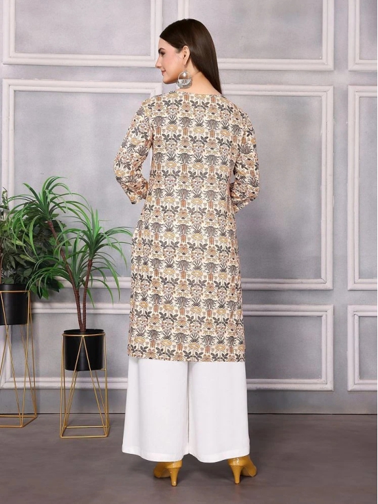 Rangita Women Rayon Cream Printed Knee Length Straight Kurti - None