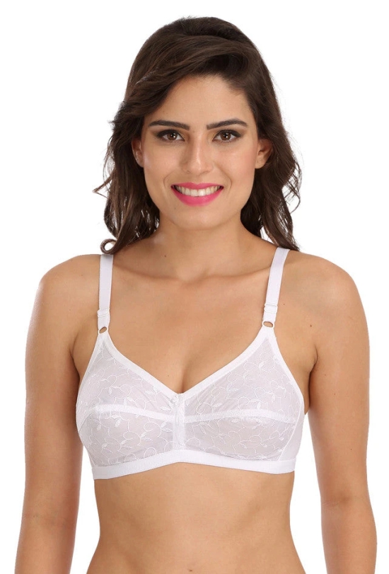 Black C-1212 Women Cotton Chiken Fabric Cotton Full coverage Bra-34 / B / White