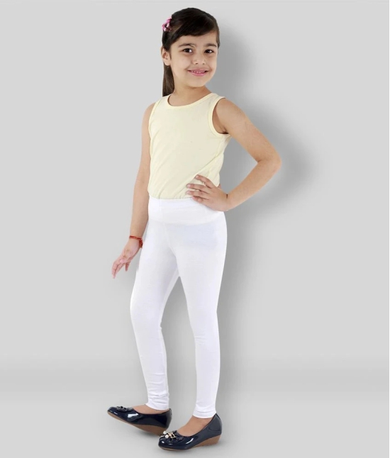 Kids Cave - White Cotton Blend Girls Leggings ( Pack of 1 ) - None