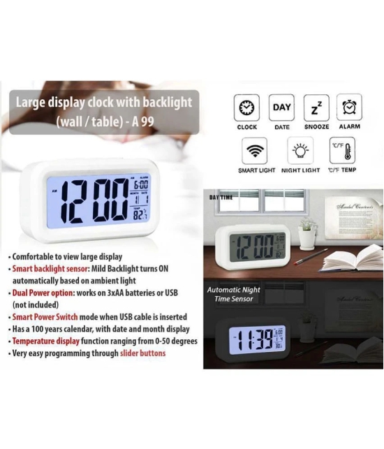 Cocodoes Digital Plastic Rectangular Table Clock - Pack of 1