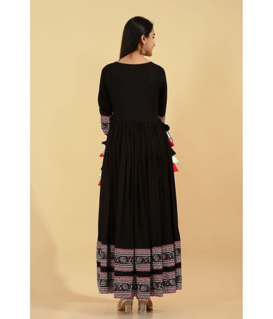 KIPEK - Black Rayon Womens Anarkali Kurti ( Pack of 1 ) - None