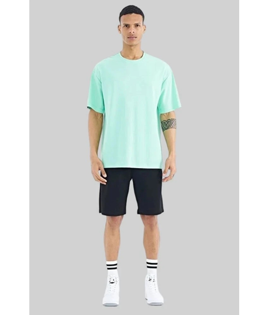 AKTIF Cotton Blend Oversized Fit Solid Half Sleeves Mens T-Shirt - Mint Green ( Pack of 1 ) - None