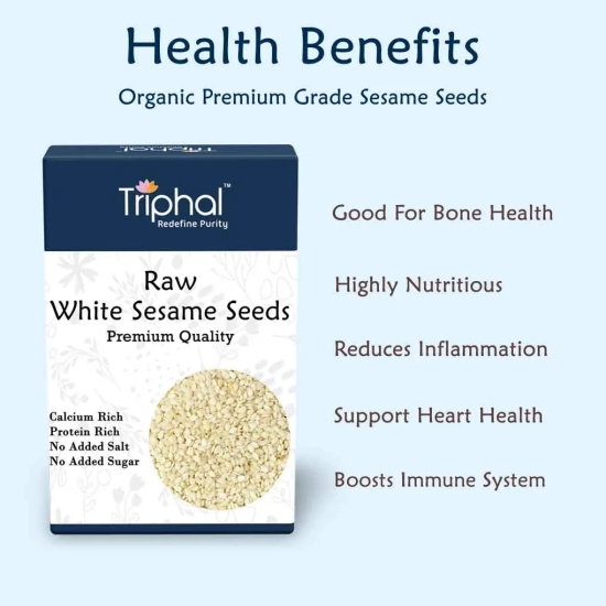 Raw White Sesame Seeds : Premium Edible Seeds for Cooking & Snacking | Triphal