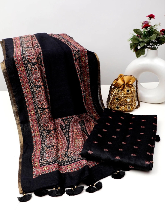 Paisley printed black kashmiri dress