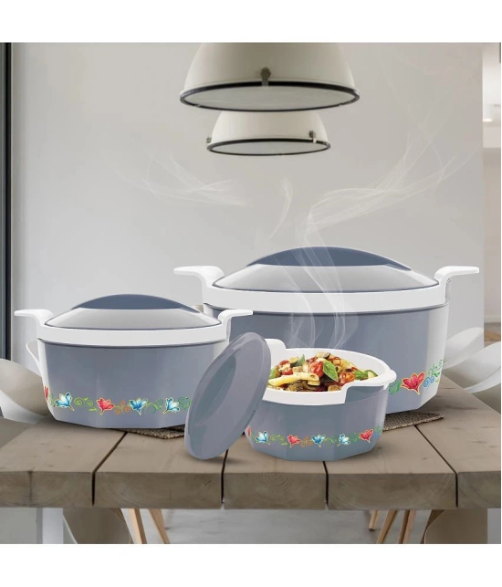 MILTON Elegance Jr. Inner Stainless Steel Casserole Gift Set of 3 (395 ml 750 ml 1.35L) Grey - Grey