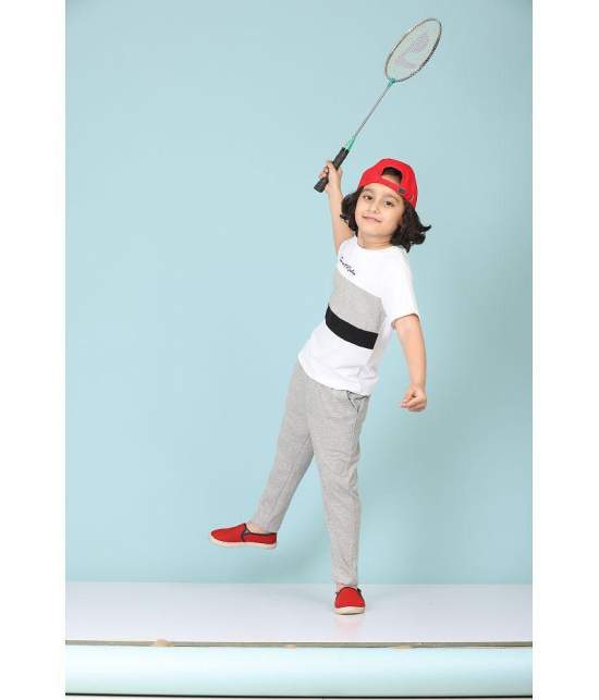 Rydho - Light Grey Cotton Boys T-Shirt & Trackpants ( Pack of 1 ) - None