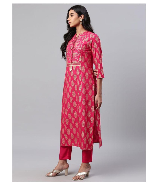 KSUT Pink Viscose Straight Kurti - S