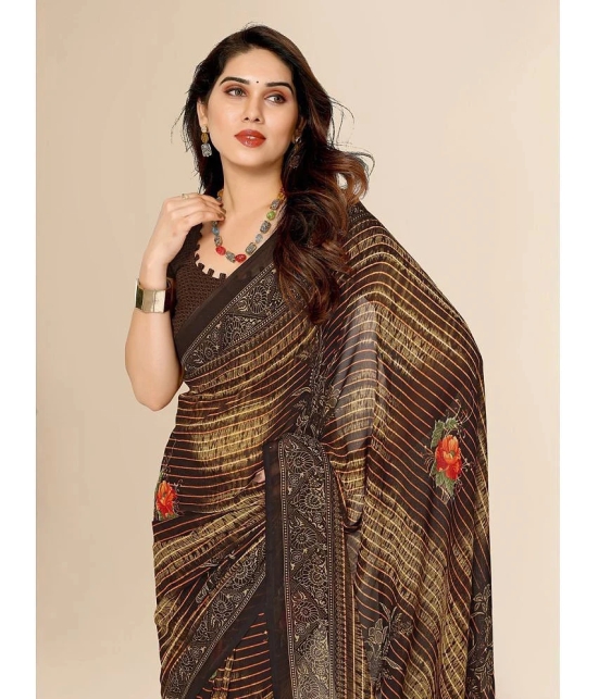 ANAND SAREES Georgette Printed Saree With Blouse Piece - Brown ( Pack of 1 ) - Brown