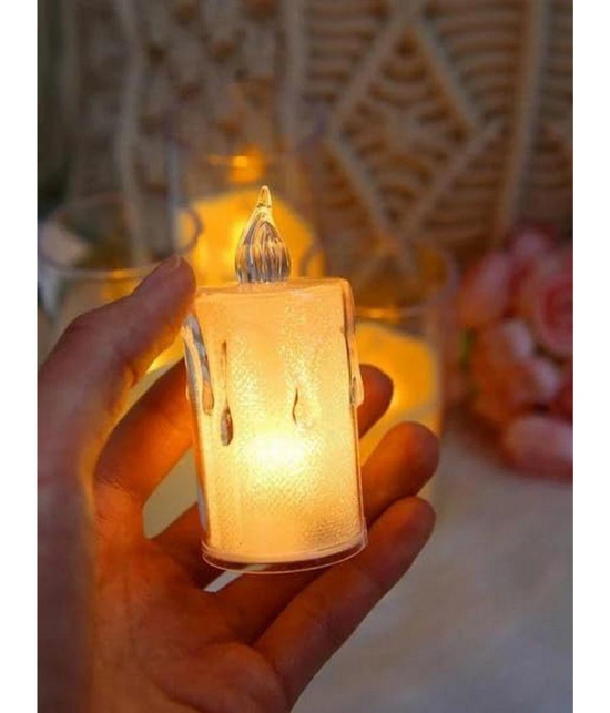 TINUMS - Off White LED Tea Light Candle 8 cm ( Pack of 6 )