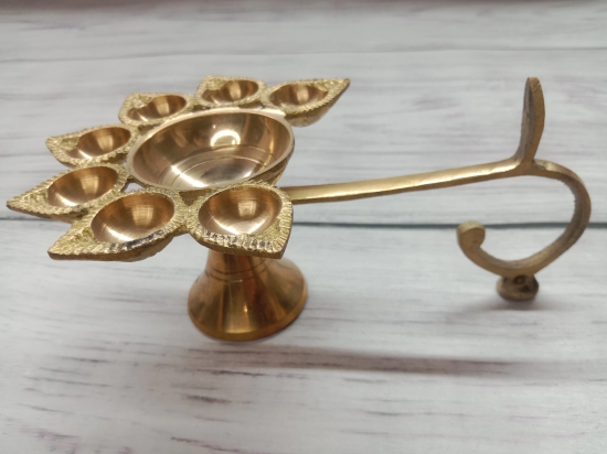 VRINDA METAL ART Sapt Diya Aarti Full Brass  Deepak