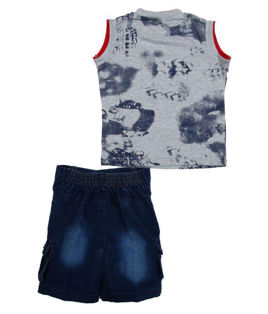 Zadmus Baby Boys Cotton T - Shirt & Denim Shorts Dress (Red, 6 - 12 Months) - 12-18 Months