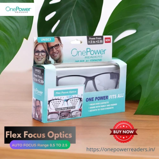 AUTO FOCUS  One Power Reading Lens FROM+0.5 to 2.5 - Read Small Print and Computer Screens - Flex Focus Optics Reading Lens for Men &  Women