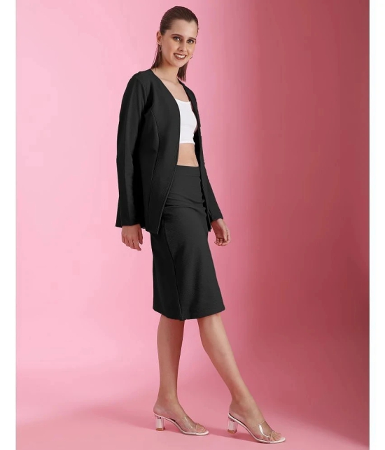 Selvia Black Solid Skirt Top Set - None