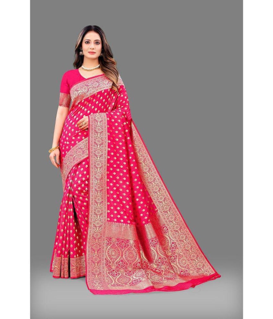 OFLINE SELCTION - Rani Silk Saree With Blouse Piece ( Pack of 1 ) - Rani