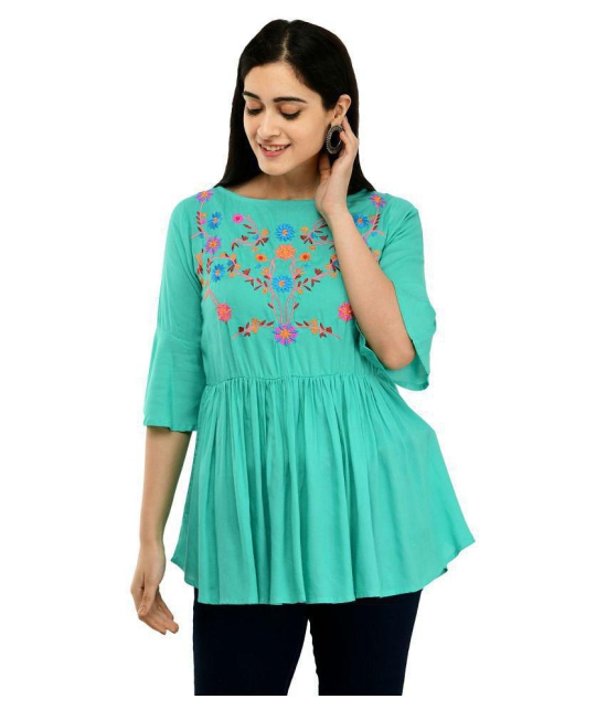 SAAKAA - Turquoise Rayon Women's Empire Top ( ) - 2XL