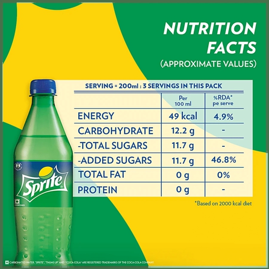 Sprite Soft Drink, 600 Ml Pet Bottle