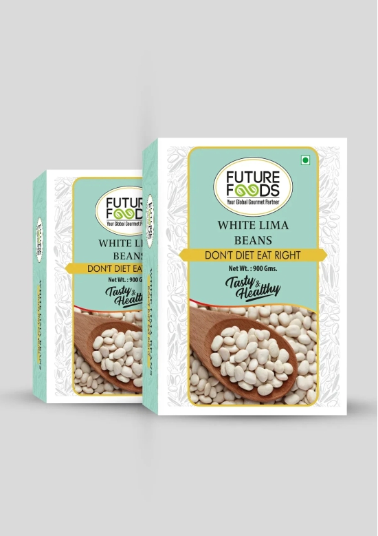 Future Foods White Lima Beans | Butter Beans | Versatile Superfood | Good Source of Dietary Fiber & Iron | Low Fat Content | Mild Flavour & Creamy Texture | 900g (Pack of 2)