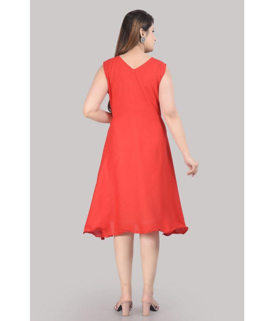 Smien - Red Rayon Women's Skater Dress ( Pack of 1 ) - None