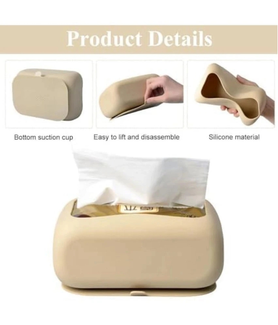 DMDENT Silicone Tissue Box Strong Suction Cup Tissue Paper Box Desk Tissue Box Wall Mount Tissue Box Under Desk Space Saving Under Desk Tissue Paper Box for Dressing Table, Desk, Office