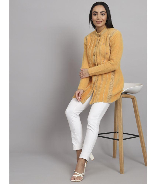 eWools.in Woollen Round Neck Women''s Buttoned Cardigans - Gold ( ) - None