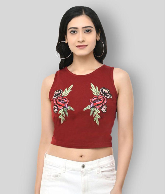 SAAKAA - Maroon Polyester Women's Crop Top ( Pack of 1 ) - XL