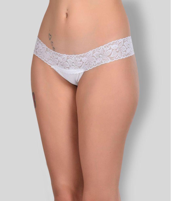 Affair - White Lace Self Design Womens Thongs ( Pack of 1 ) - Free Size