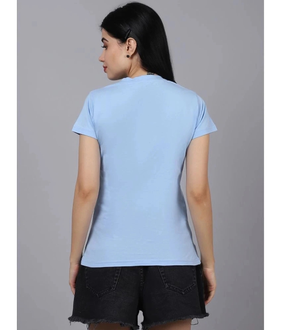 Fabflee - Light Blue Cotton Regular Fit Womens T-Shirt ( Pack of 1 ) - None