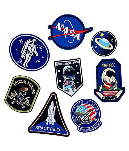 iDream Iron on Patches NASA Style Embroidery Applique Decoration for Clothes L2-S26 (Pack of 8)