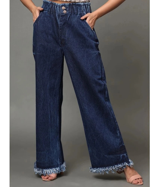 AngelFab - Navy Blue Denim Wide Leg Womens Jeans ( Pack of 1 ) - None