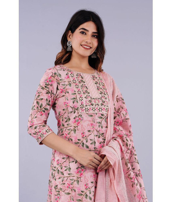 Doriya - Pink Straight Cotton Blend Women's Stitched Salwar Suit ( Pack of 1 ) - None