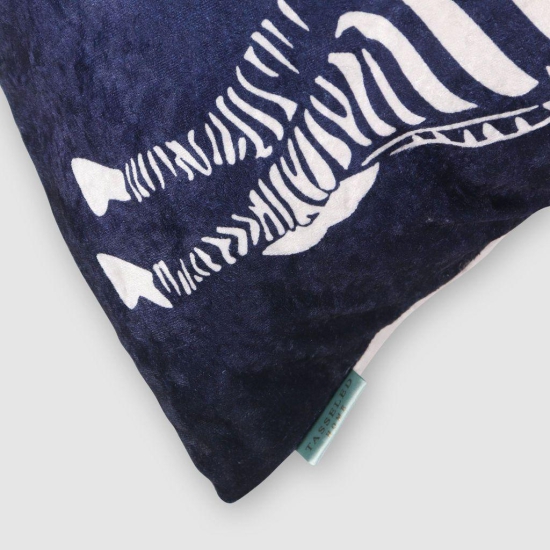 Zebra Crushed Velvet Cushion Cover (Blue and White)